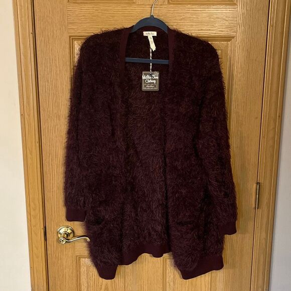 NWT Matilda Jane Friends Forever Meagan Cardigan Purple Fuzzy Open Front Medium - Picture 1 of 7